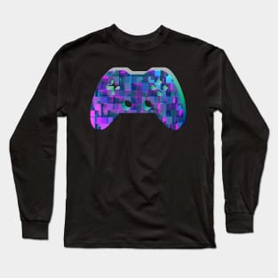 3D Blocks - Gamepad - Gaming Gamer - Controller - Video Game Lover - Graphic Console PC Game - Purple Long Sleeve T-Shirt